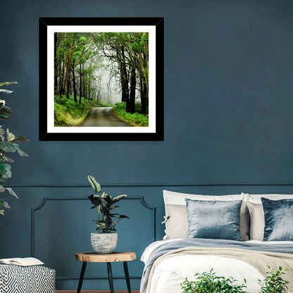 Foggy Forest Road Wall Art