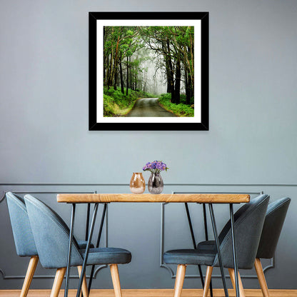 Foggy Forest Road Wall Art