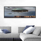 Ufos Over Stormy Canyon Wall Art