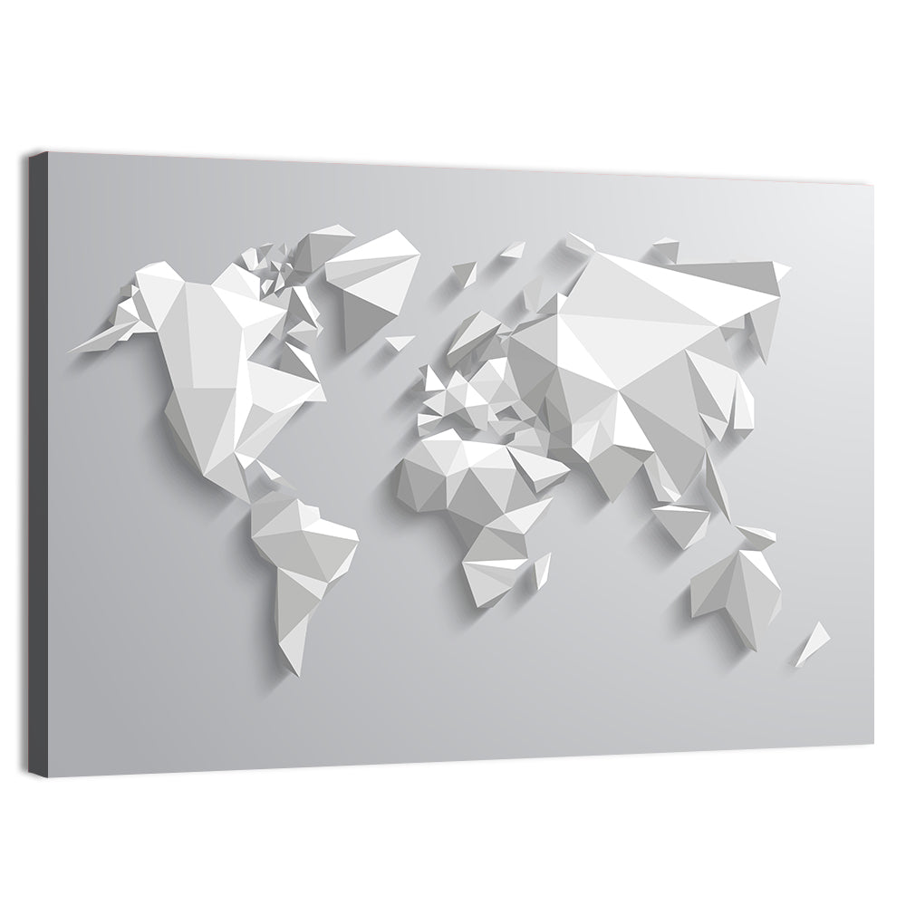Faceted Triangular World Map Wall Art, canvas print, landscape