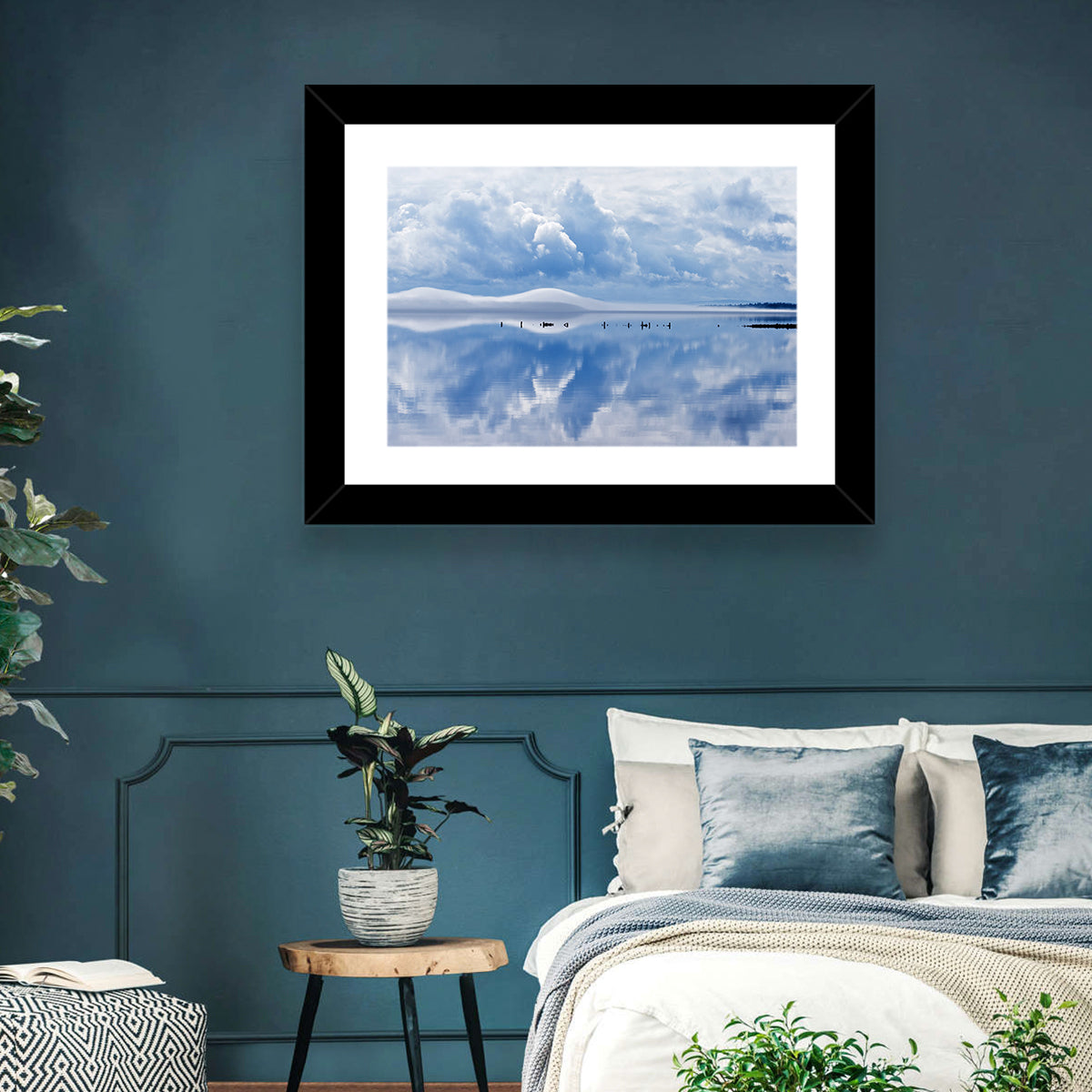 Siljan Lake Mist Reflection Wall Art in a room, square