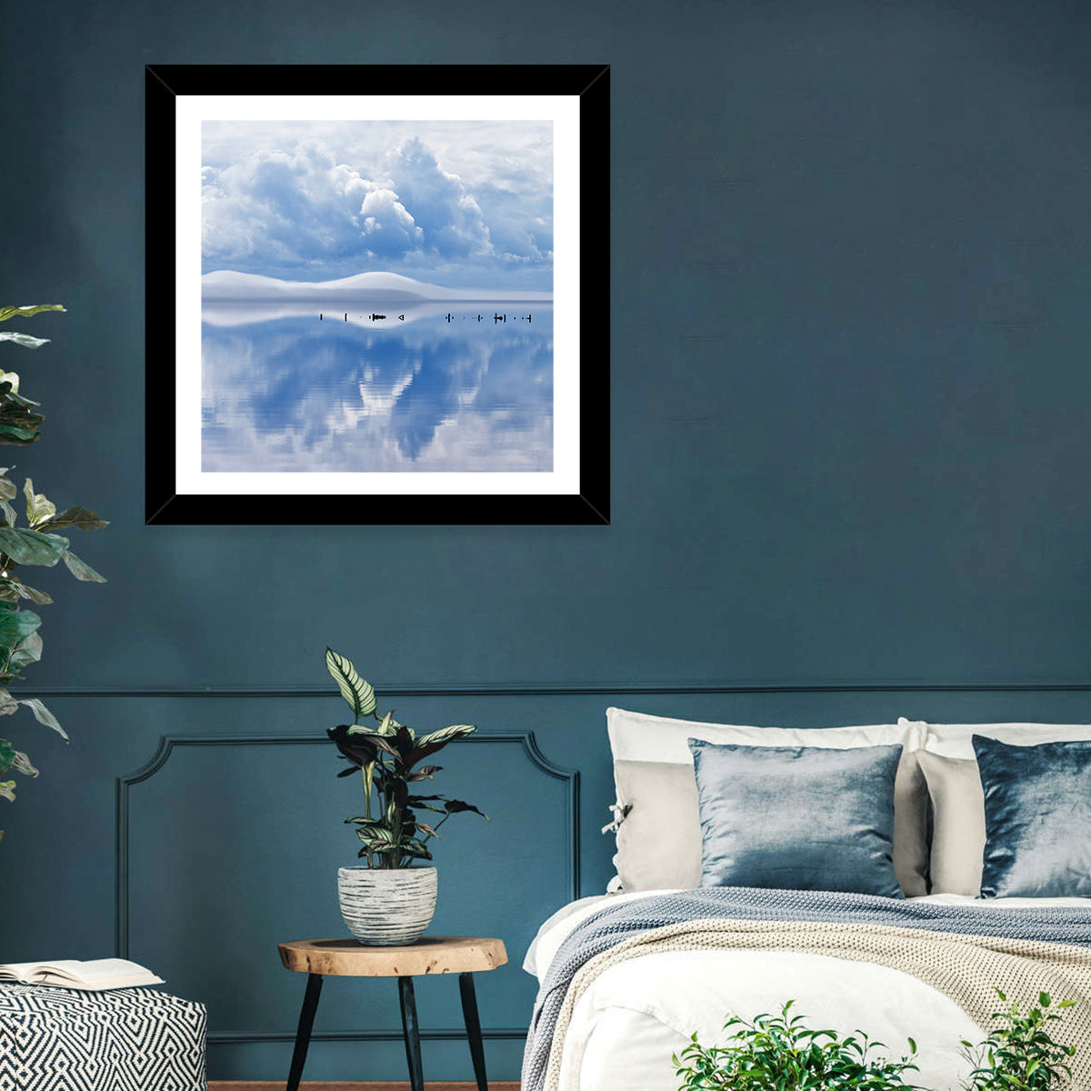 Siljan Lake Mist Reflection Wall Art in a room, square