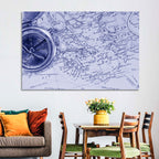 Aegean Nautical Map with Compass Wall Art