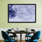 Aegean Nautical Map with Compass Wall Art