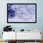 Aegean Nautical Map with Compass Wall Art
