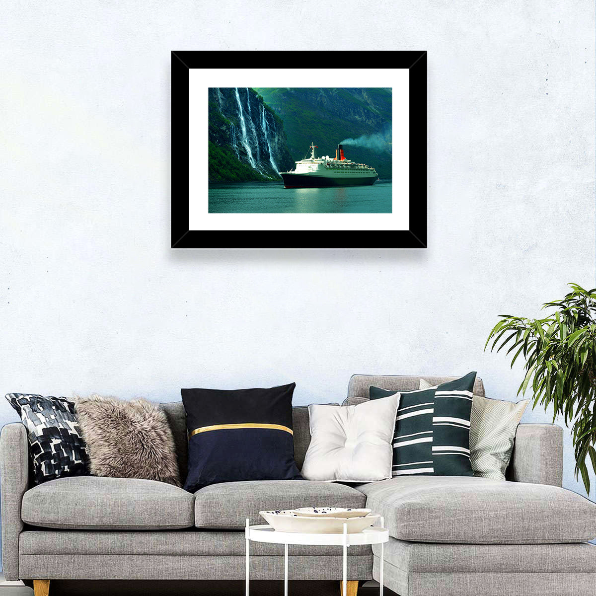Cruise Ship at Geiranger Fjord Wall Art