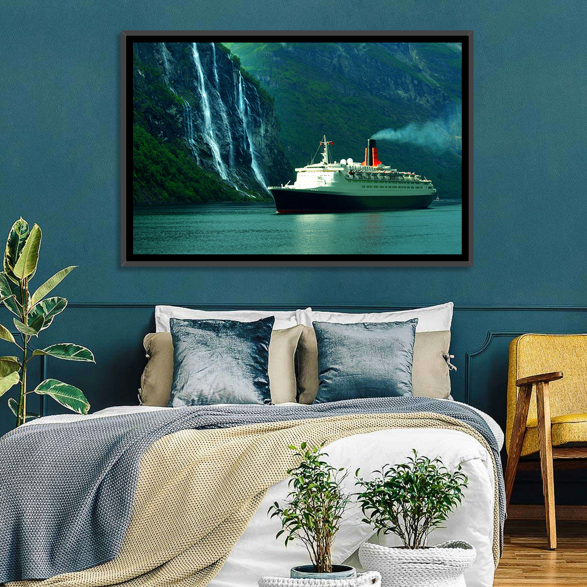 Cruise Ship at Geiranger Fjord Wall Art