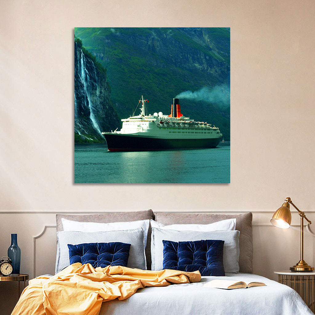 Cruise Ship at Geiranger Fjord Wall Art