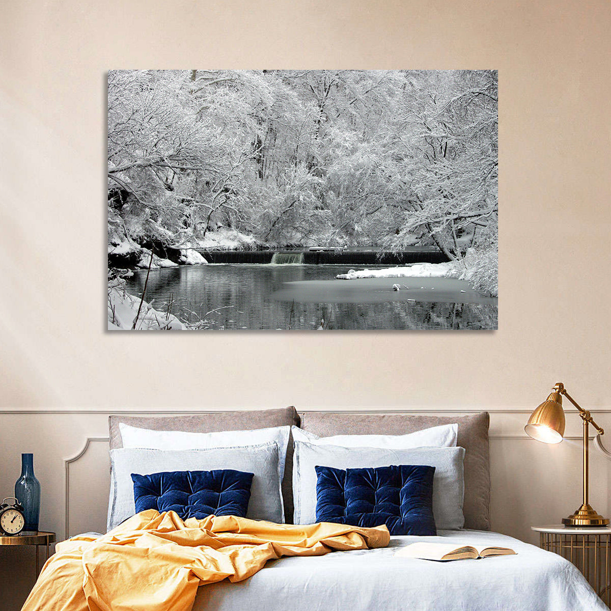 Fairmount Park Winter Spillway Wall Art in a room, landscape