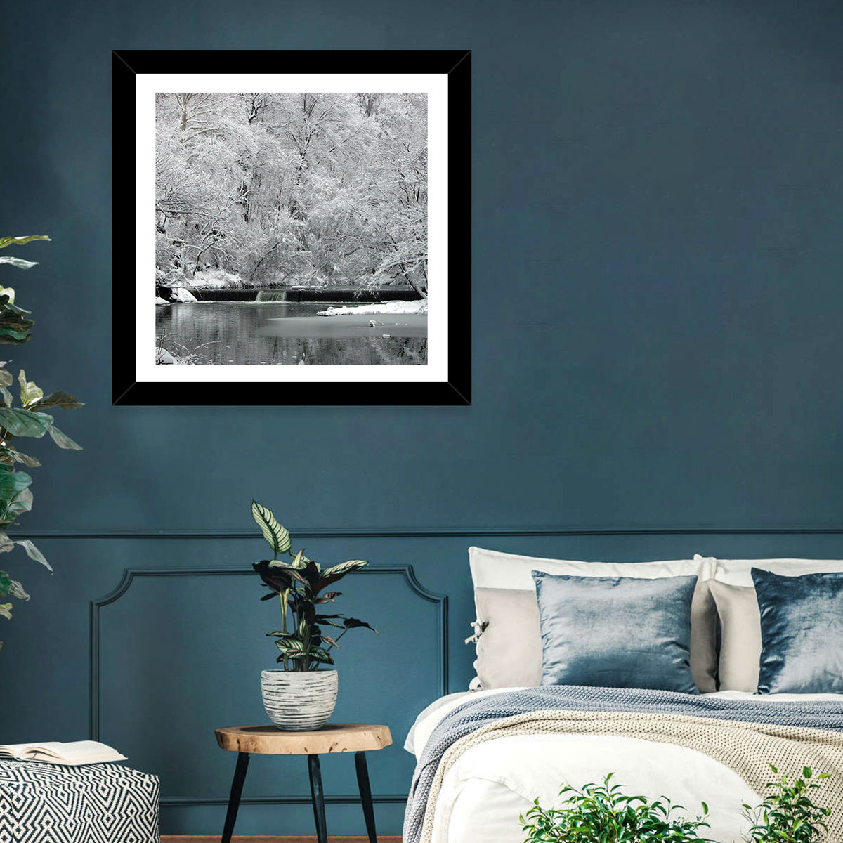 Fairmount Park Winter Spillway Wall Art in a room, landscape