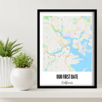 Our First Date Map Canvas Wall Art