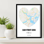 Boston First Kiss Map Canvas Wall Art