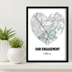 Our Engagement Map Canvas Wall Art