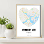 Boston First Kiss Map Canvas Wall Art