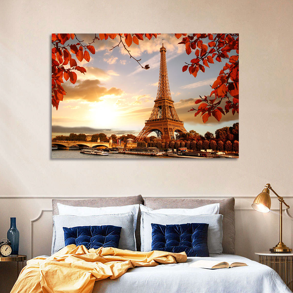 Eiffel Tower at Golden Hour Wall Art in a room, landscape