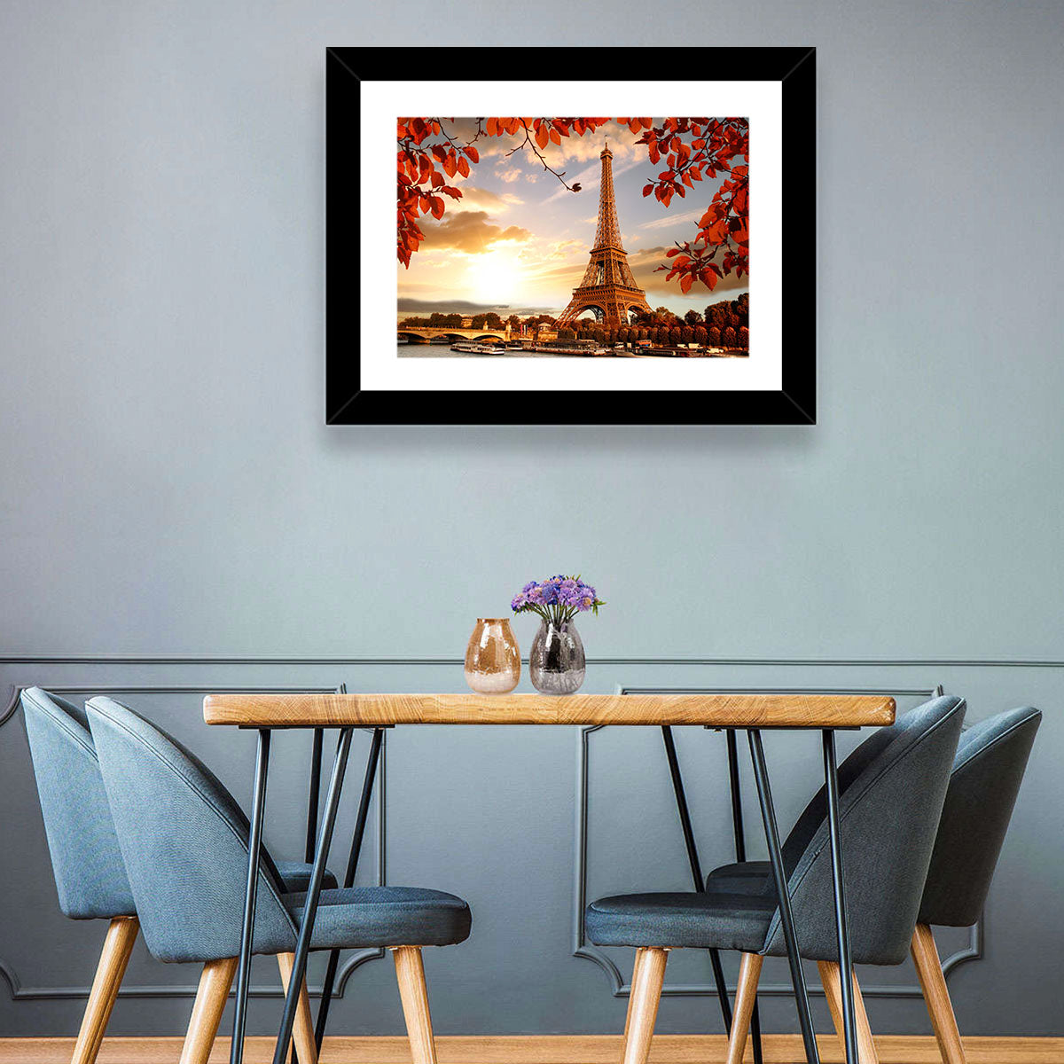 Eiffel Tower at Golden Hour Wall Art in a room, landscape