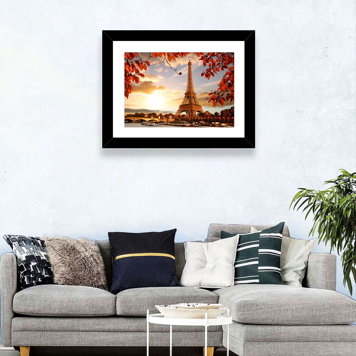 Eiffel Tower at Golden Hour Wall Art in a room, landscape