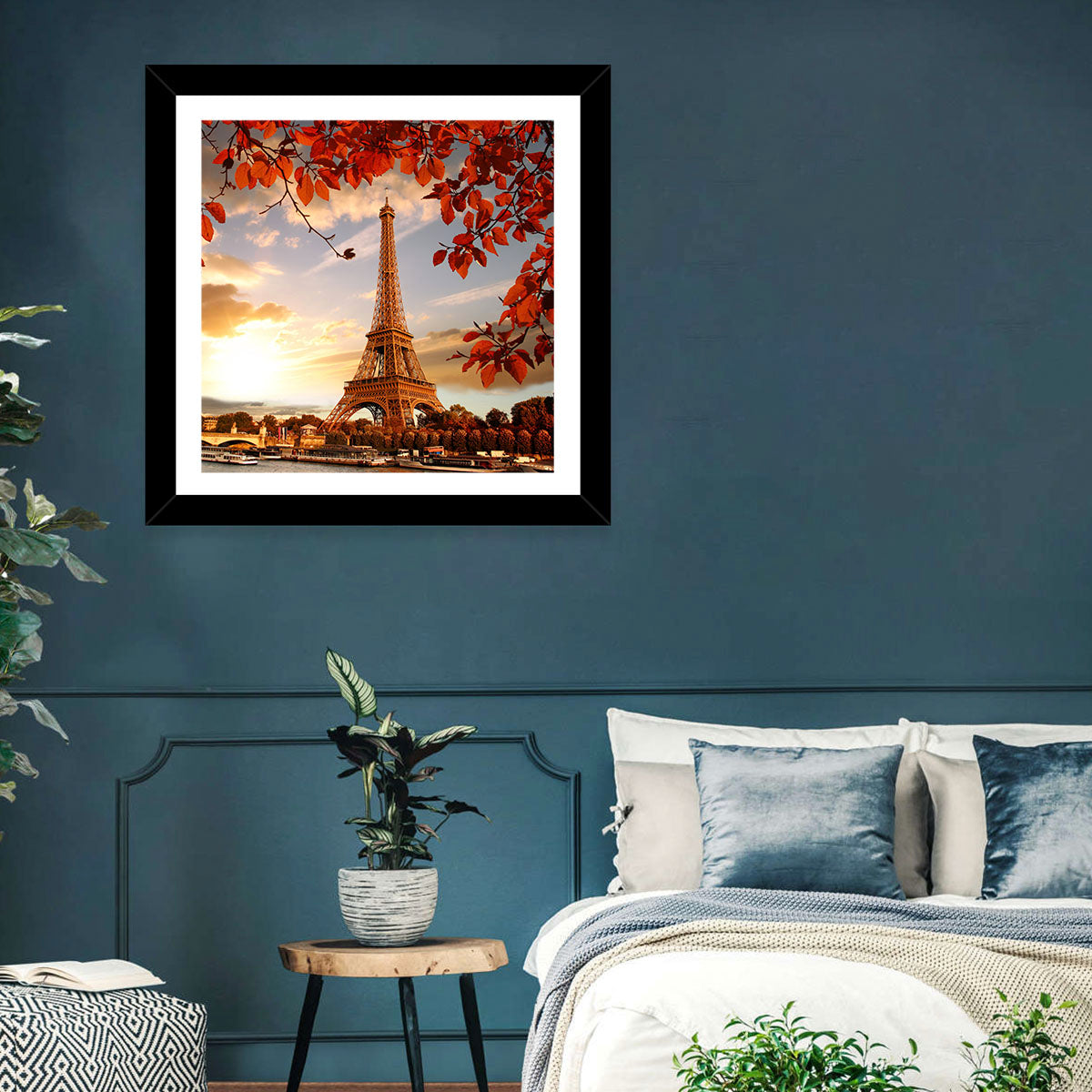 Eiffel Tower at Golden Hour Wall Art in a room, landscape