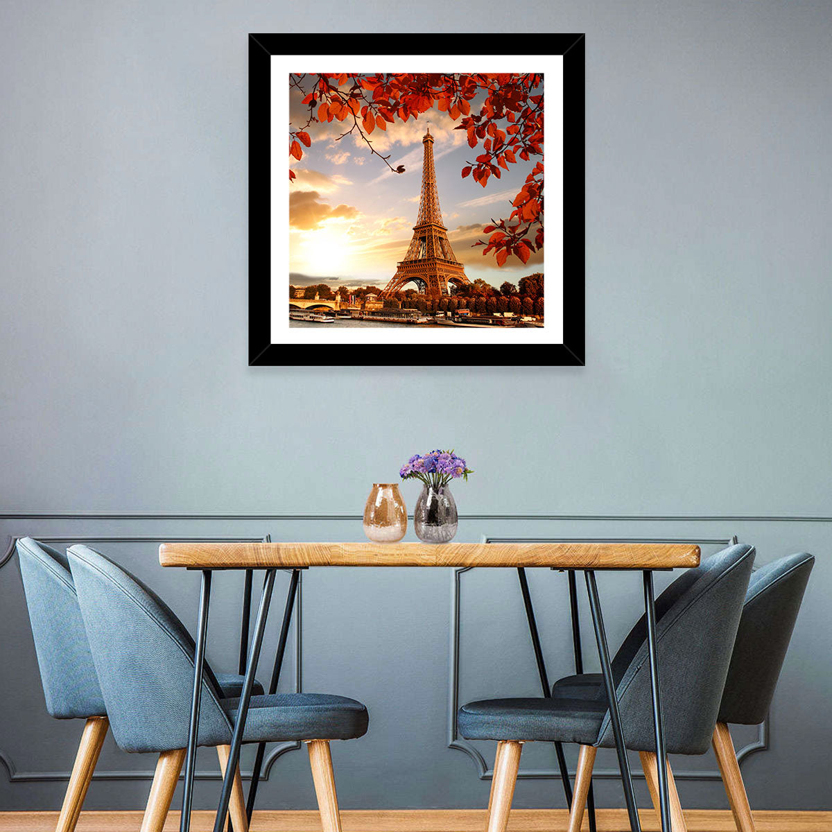 Eiffel Tower at Golden Hour Wall Art in a room, landscape