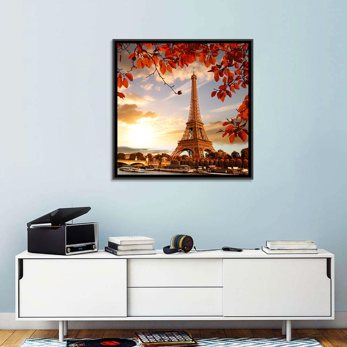 Eiffel Tower at Golden Hour Wall Art in a room, landscape