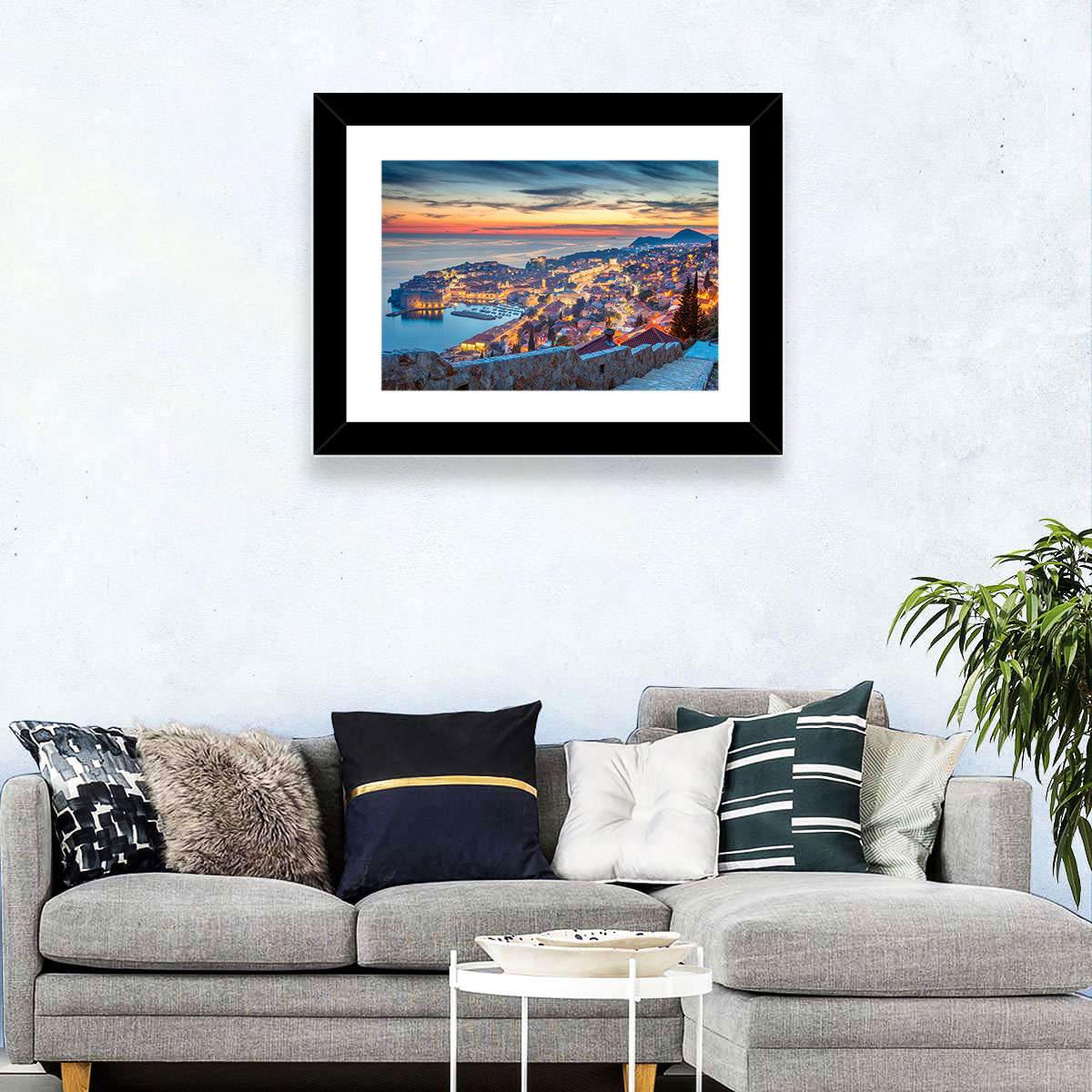 Old Town Dubrovnik at Dusk Wall Art in a room, landscape