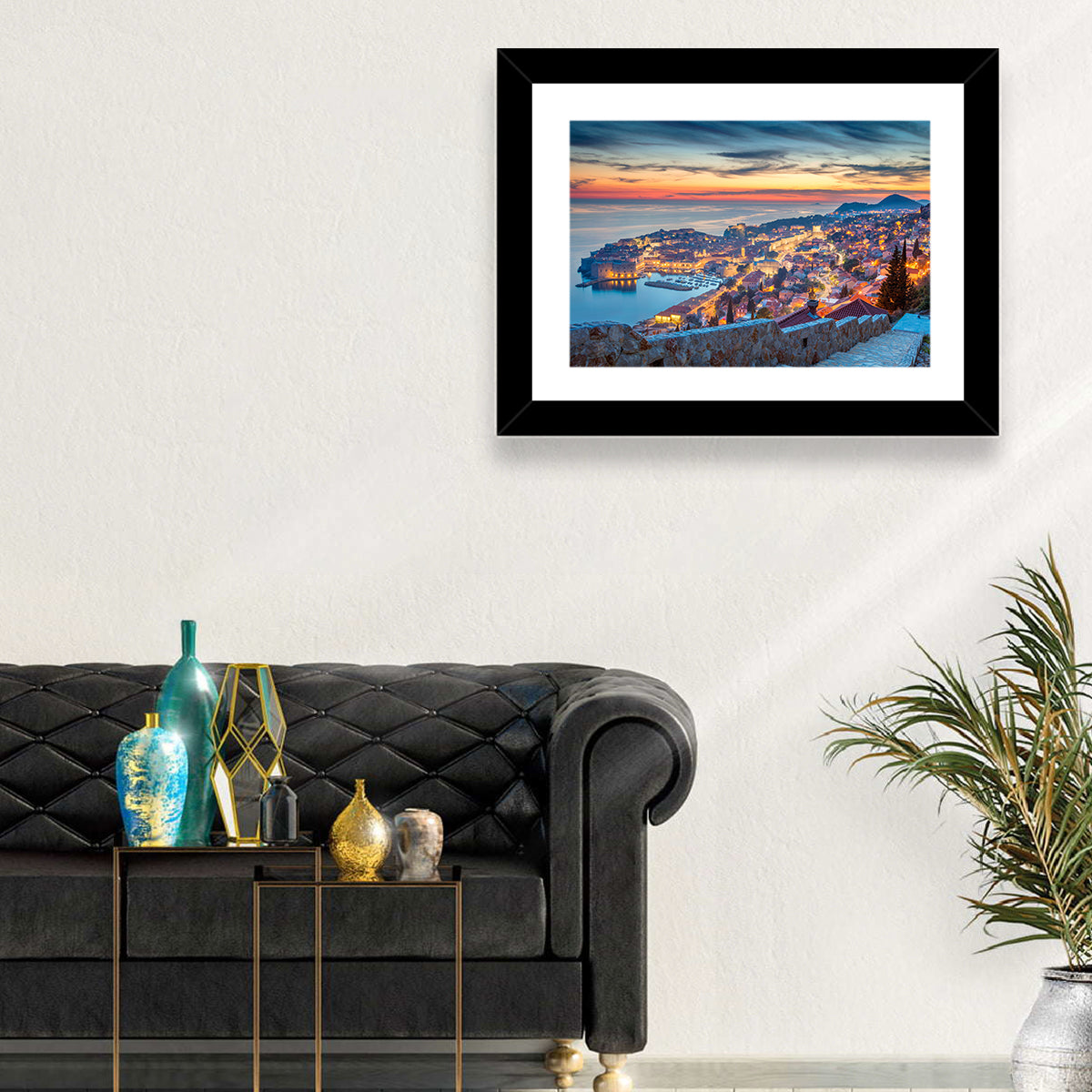 Old Town Dubrovnik at Dusk Wall Art in a room, landscape