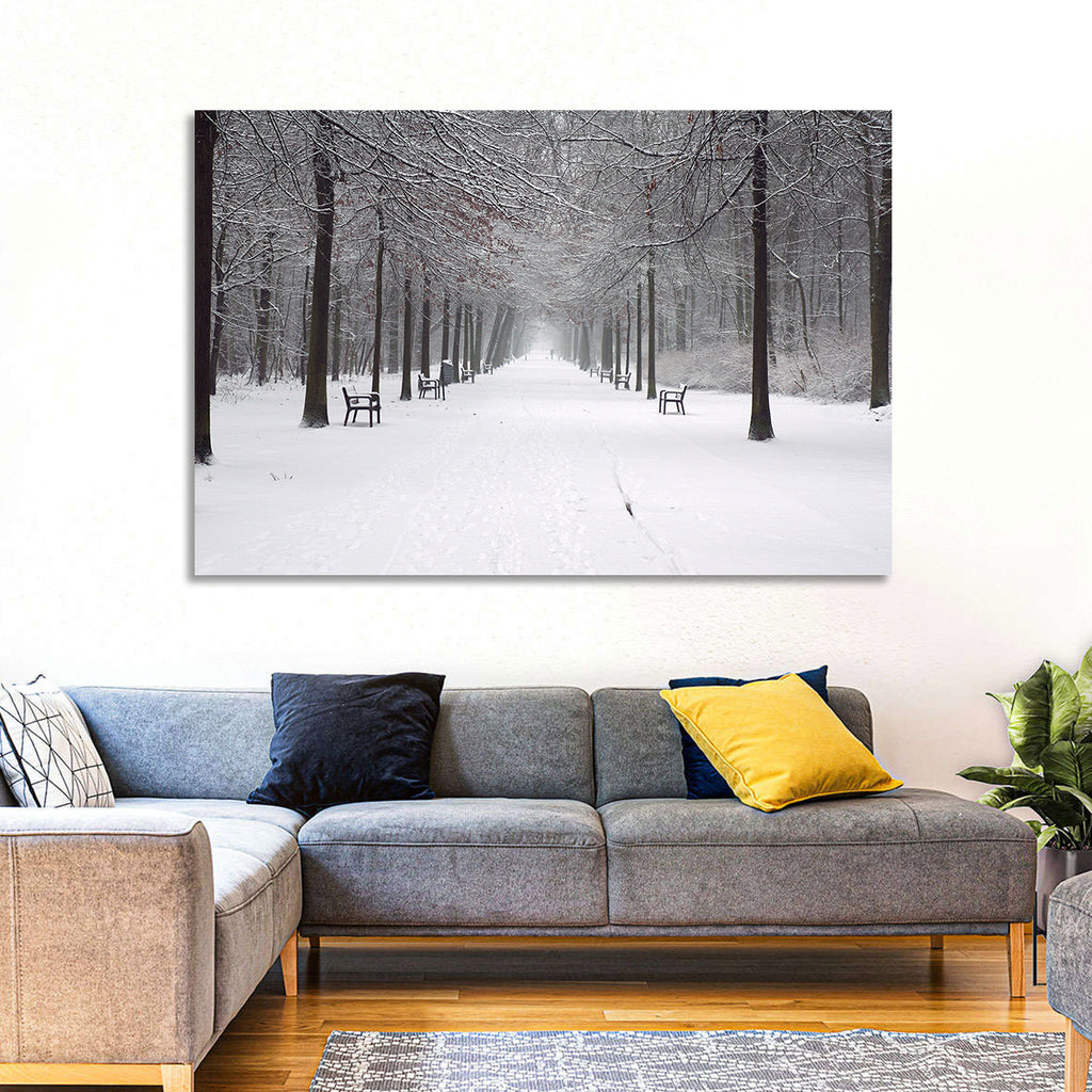 Snow Covered Park Lane Wall Art