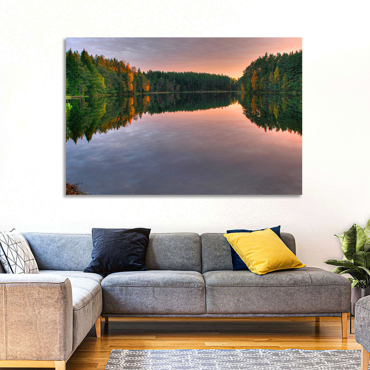 Estonian Lake at Golden Hour Wall Art in a room, landscape