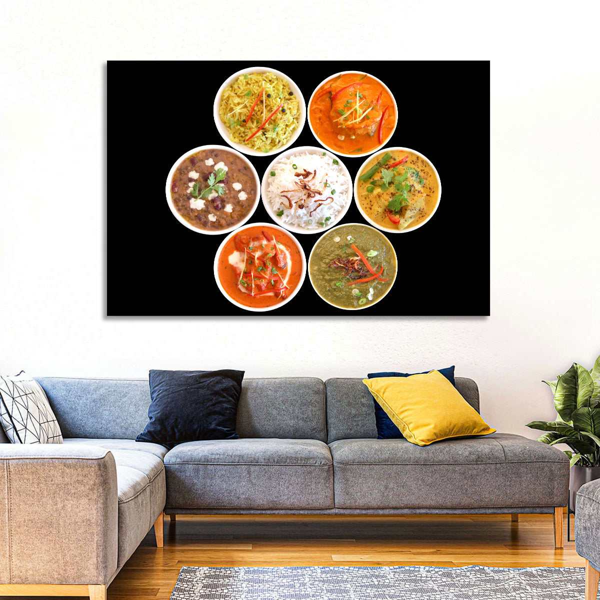 Six Indian Curry Bowls Wall Art