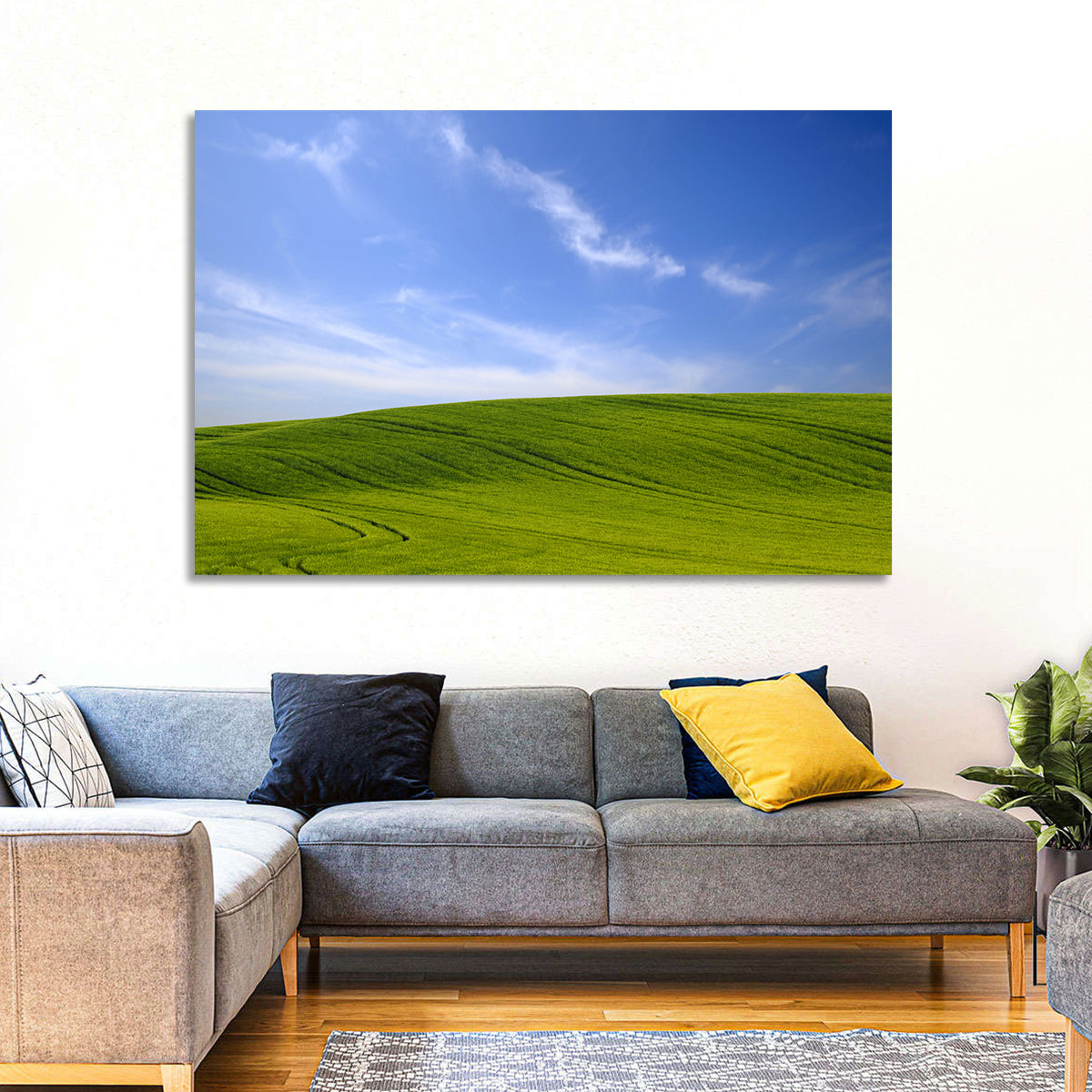 Rolling Green Hill with Blue Sky Wall Art