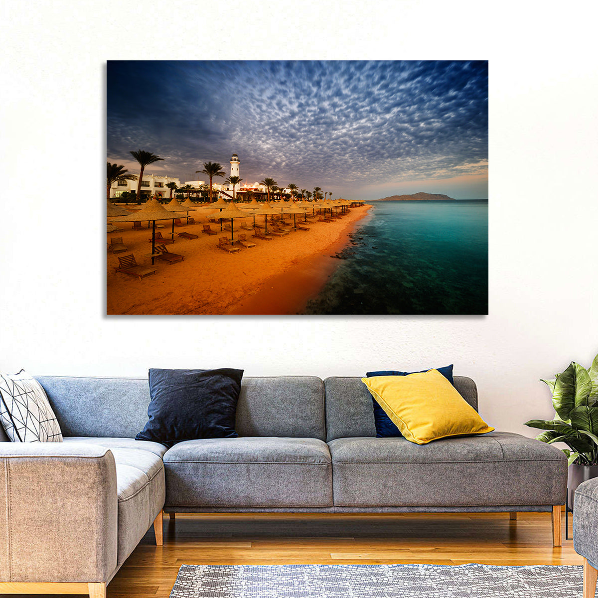 Sharm El Sheikh Beach at Dusk Wall Art in a room, landscape