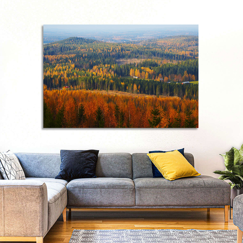 Finnish Autumn Landscape with Red-roofed House Wall Art