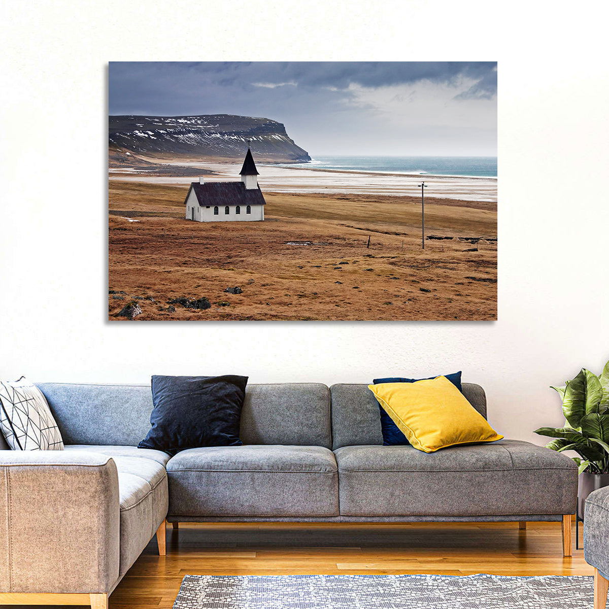 Icelandic Church with Dark Steeple Wall Art