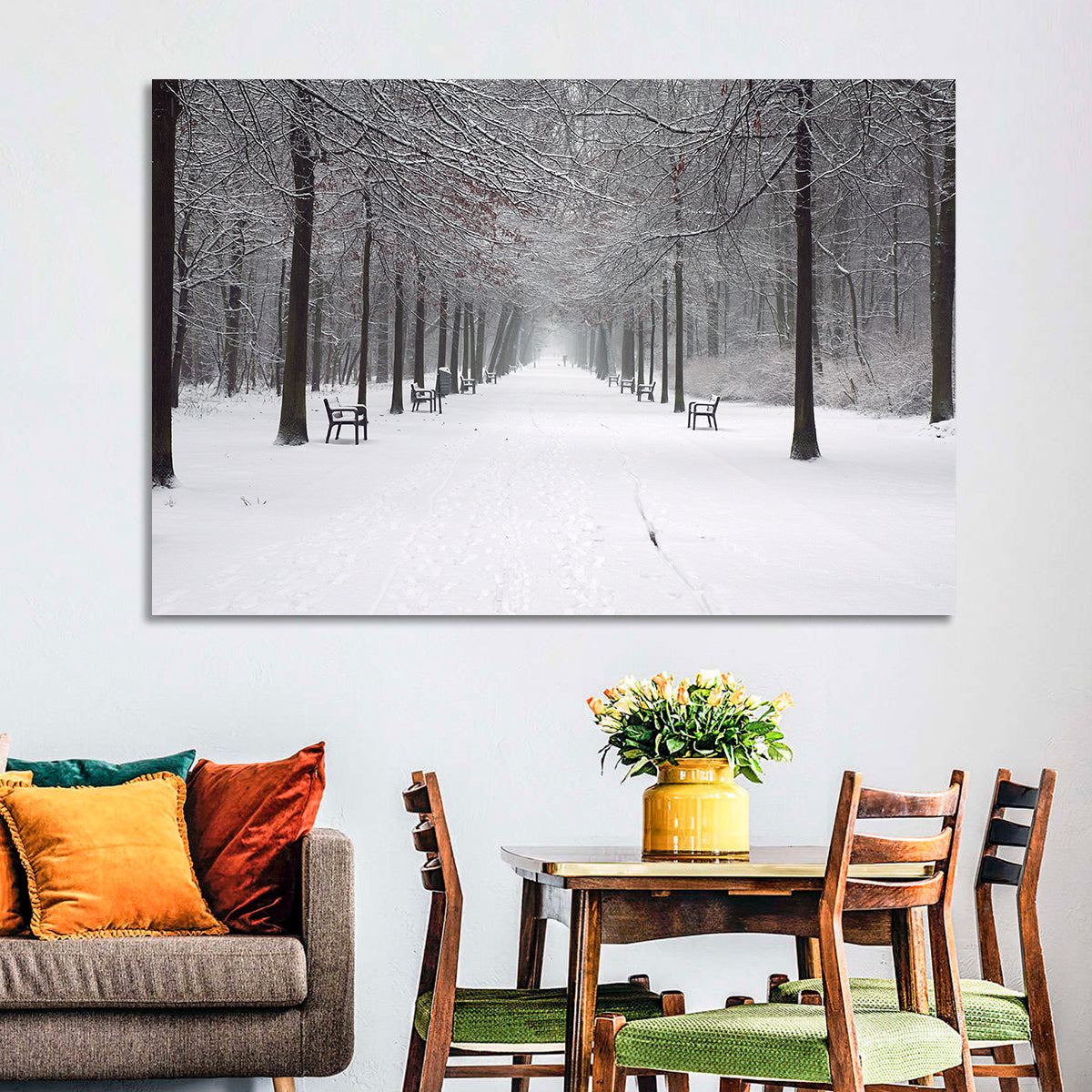 Snow Covered Park Lane Wall Art
