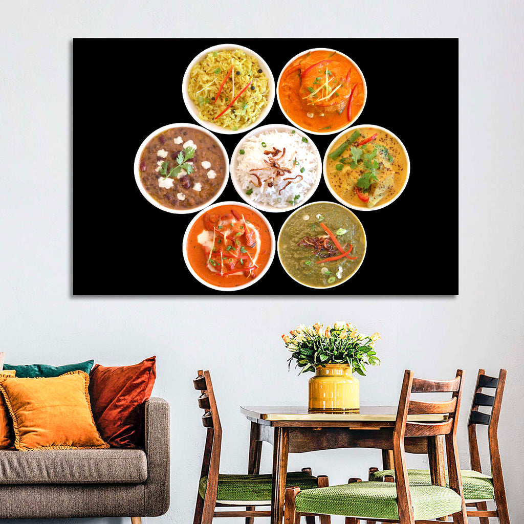 Six Indian Curry Bowls Wall Art