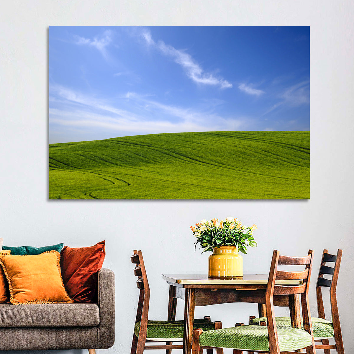 Rolling Green Hill with Blue Sky Wall Art