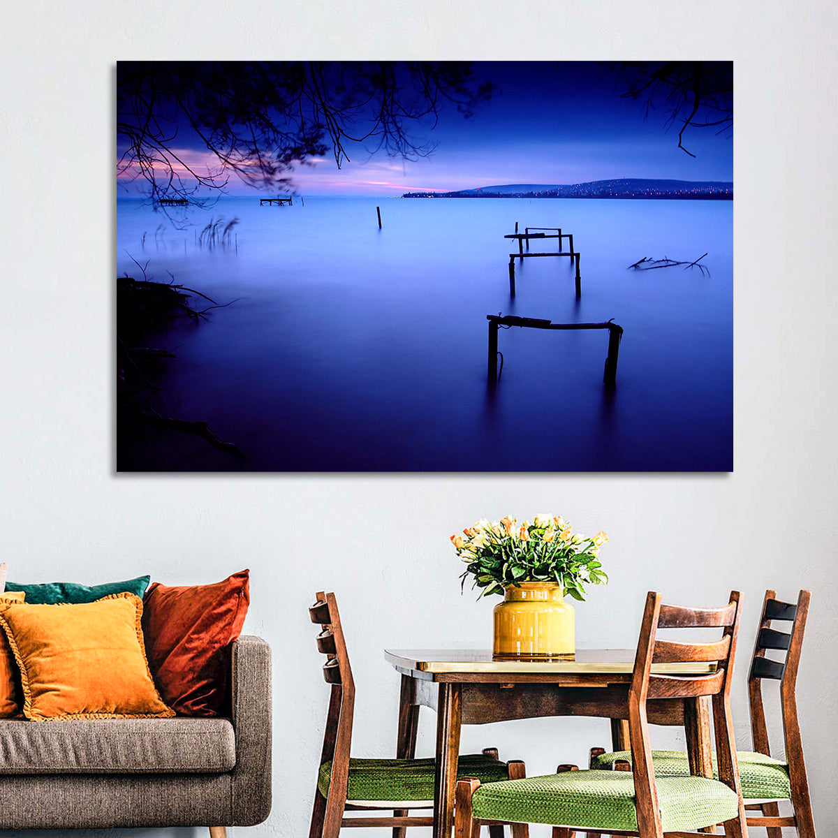 Lake Balaton at Twilight Wall Art in a room, landscape