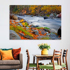 Golden Autumn Forest Creek Wall Art