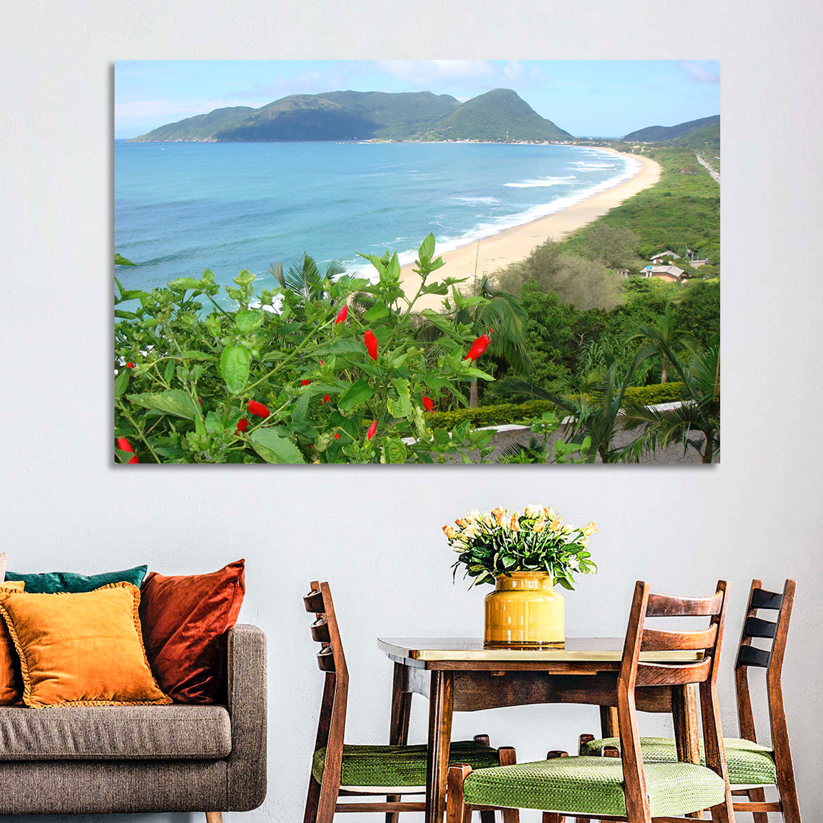 Armacao Beach Scene Wall Art in a room, landscape