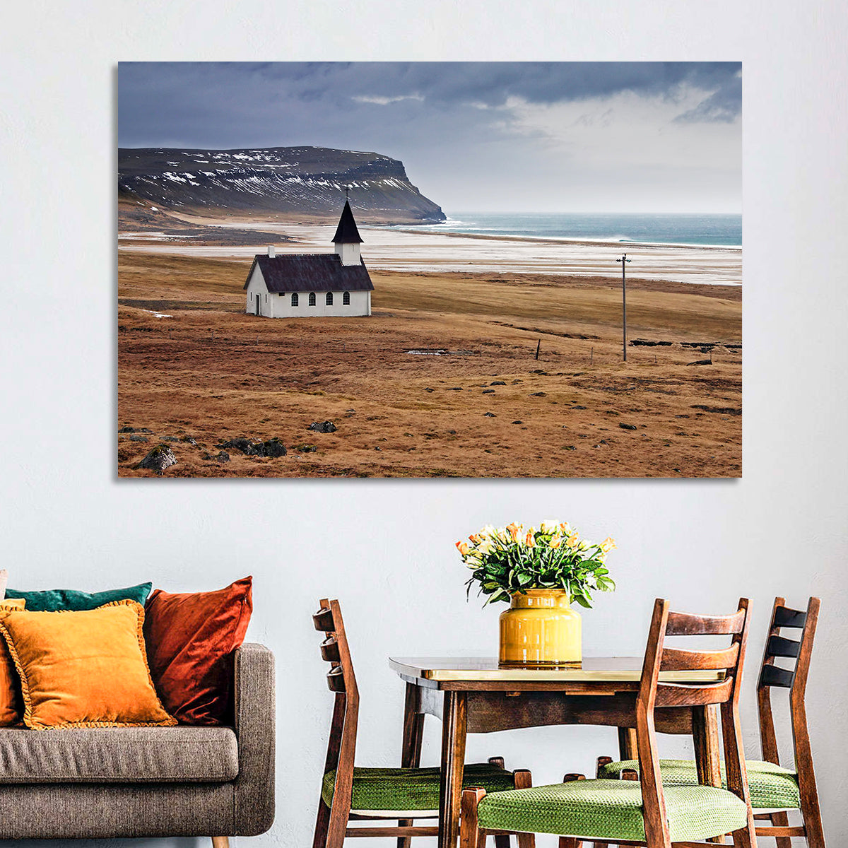 Icelandic Church with Dark Steeple Wall Art