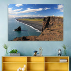 Dyrhólaey Black Sand Beach and Sea Stack Wall Art