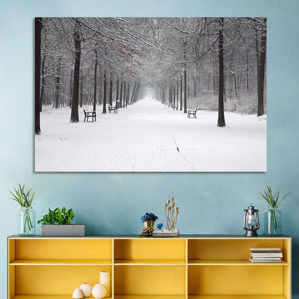 Snow Covered Park Lane Wall Art