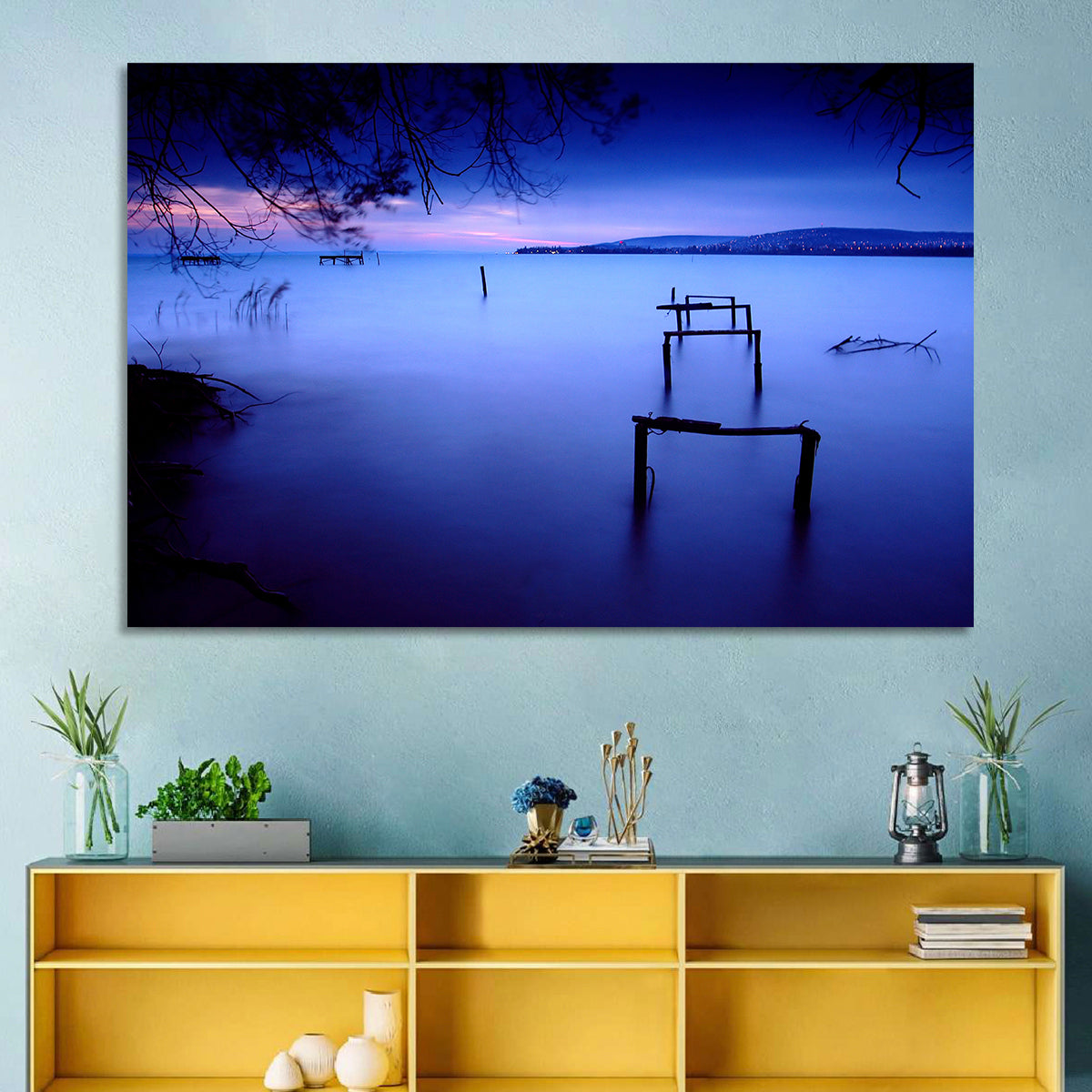 Lake Balaton at Twilight Wall Art in a room, landscape