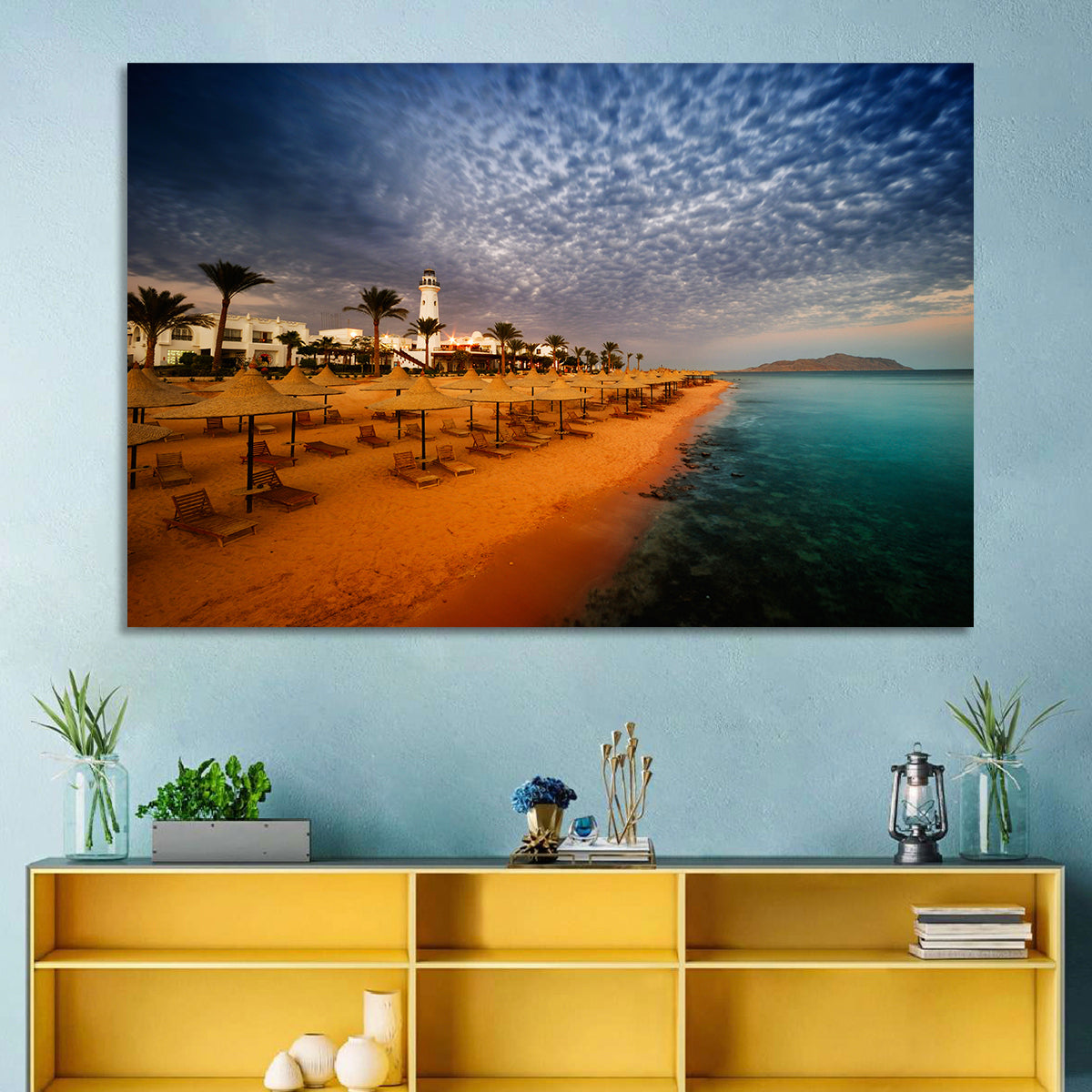 Sharm El Sheikh Beach at Dusk Wall Art in a room, landscape