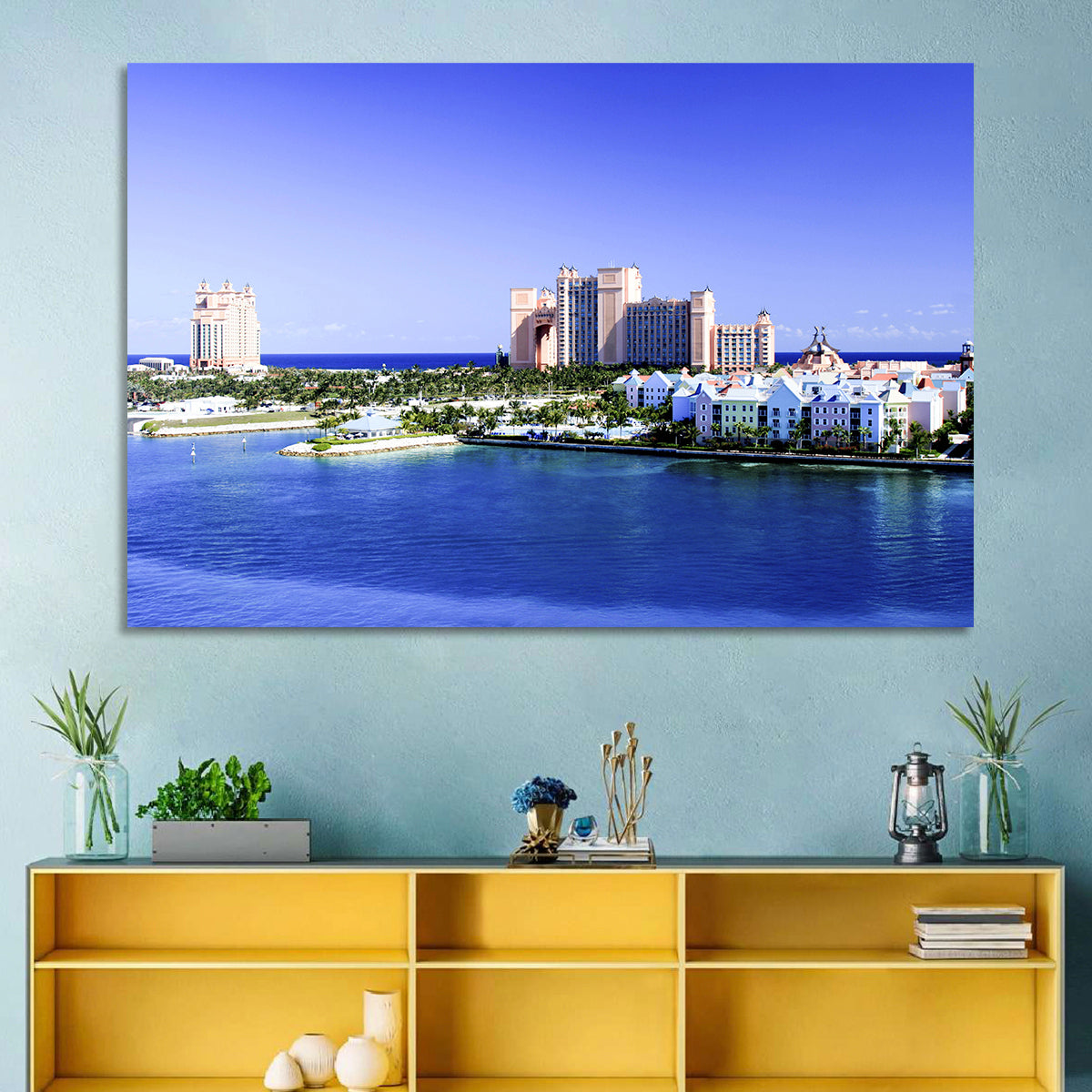 Atlantis Paradise Island View Wall Art in a room, landscape