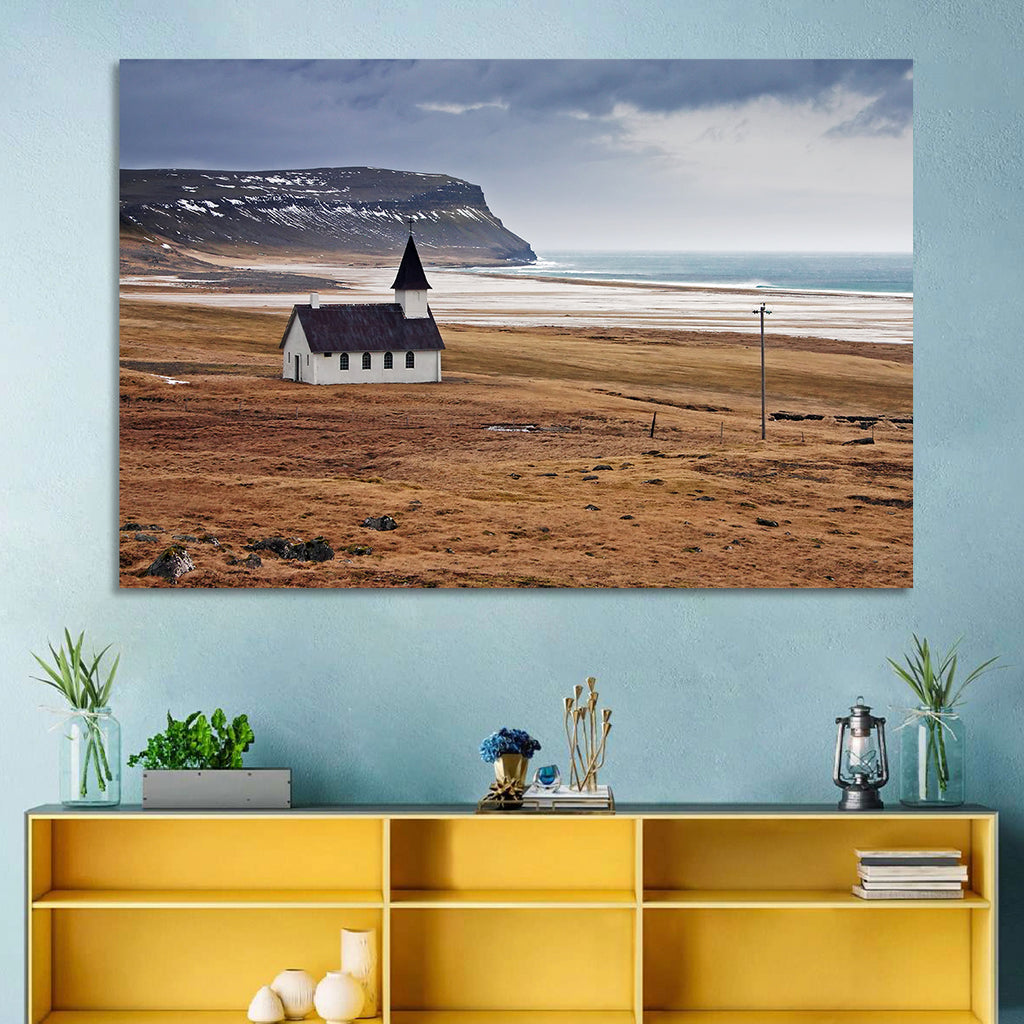 Icelandic Church with Dark Steeple Wall Art