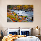 Golden Autumn Forest Creek Wall Art