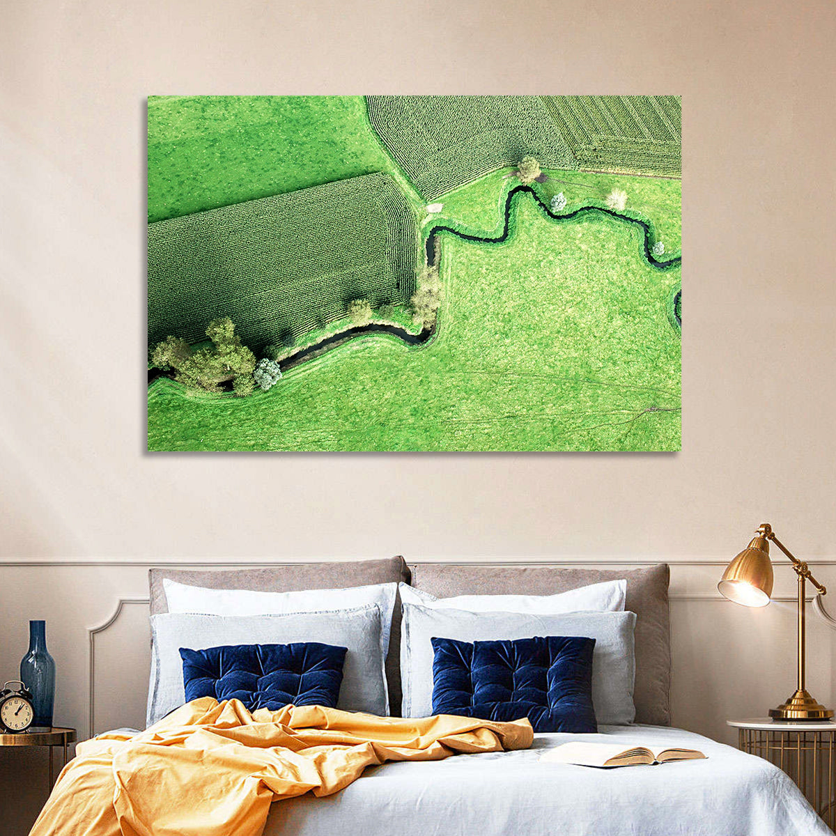 Meandering Stream Over Farmland Wall Art