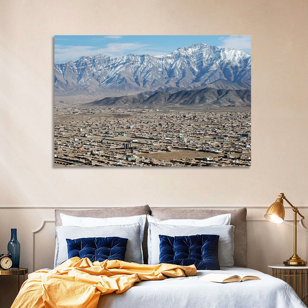 Kabul from Above with Snow-capped Mountains Wall Art