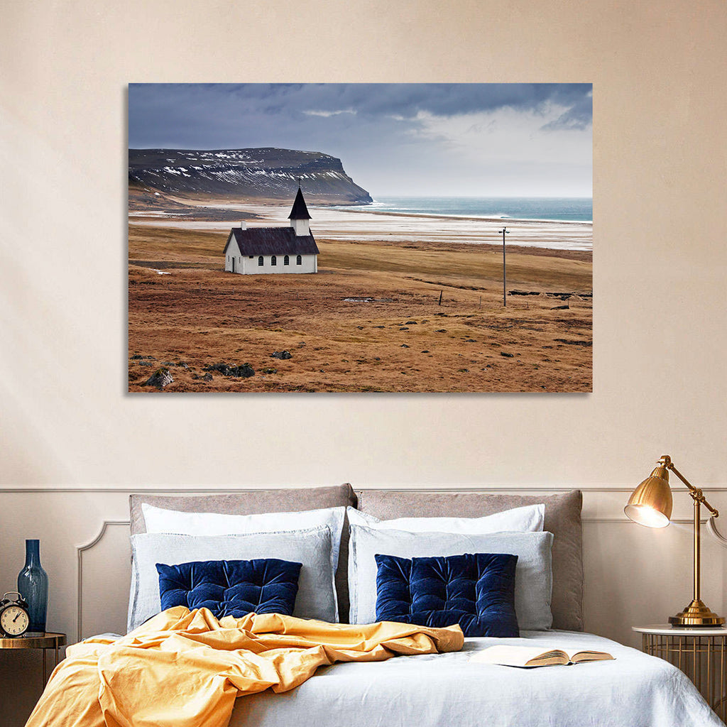 Icelandic Church with Dark Steeple Wall Art